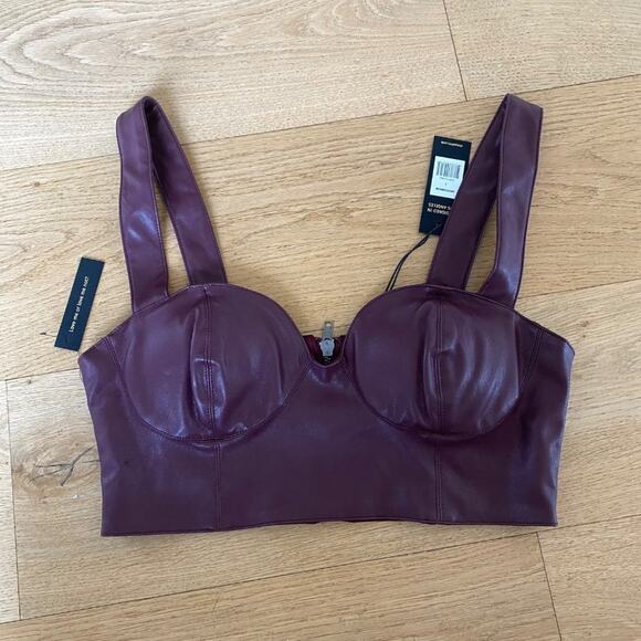 AFRM Koa Vegan Leather Crop Top in Port Royale - Picture 1 of 9